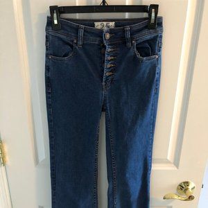 WE THE FREE PEOPLE High Rise Button Fly Slim Flare